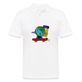 Skater Earth Backpack - Men's Polo Shirt - white - Front - Kai (181cm)