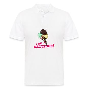 I am delicious! Eis-Creme. - Männer Poloshirt - Weiß - Vorne - Kai (181cm)