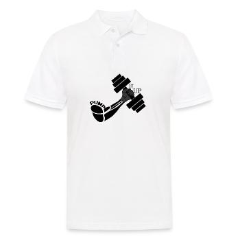 Kraftfaust mit Hanteln - Männer Poloshirt - Weiß - Vorne - Kai (181cm)