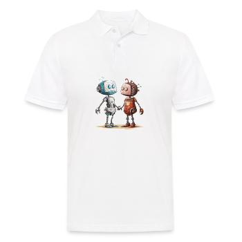 In Love Robots Made Of Parts Love Shirt - Men's Polo Shirt - white - Front - Kai (181cm)