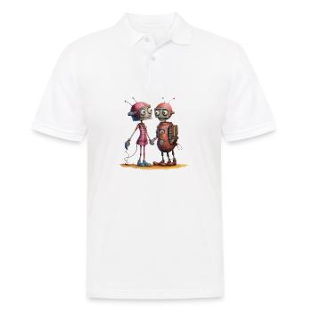 In Love Robots Made Of Parts Love Shirt - Men's Polo Shirt - white - Front - Kai (181cm)