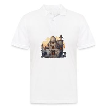 Fantasy RPG Ruine Abendlicht Abenteuer Shirt - Männer Poloshirt - Weiß - Vorne - Kai (181cm)