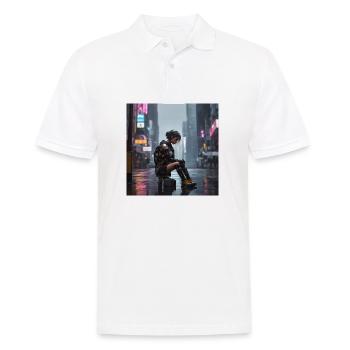 Cyberpunk Regenkämpferin - Männer Poloshirt - Weiß - Vorne - Kai (181cm)