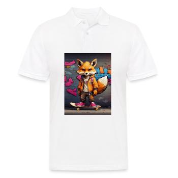 Urbaner Fuchs auf Skateboard im Graffiti-Stil - Männer Poloshirt - Weiß - Vorne - Kai (181cm)