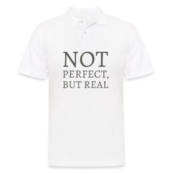 Nicht perfekt, doch real - Männer Poloshirt - Weiß - Vorne - Kai (181cm)