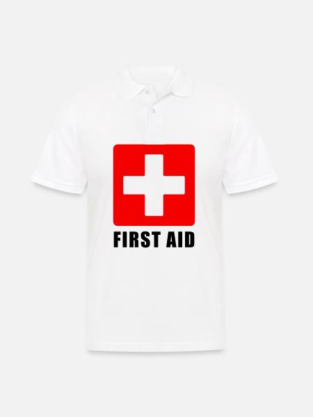First Aid Medical Cross Safety Sign Vector Icon - Men's Polo Shirt - white