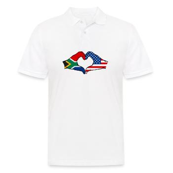 Afrique du Sud États-Unis drapeau mains forme de coeur - Polo Homme - blanc - Devant - Kai (181cm)