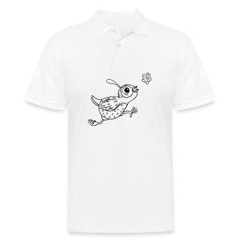 Feuille à colorier oiseau avec papillon - Polo Homme - blanc - Devant - Kai (181cm)