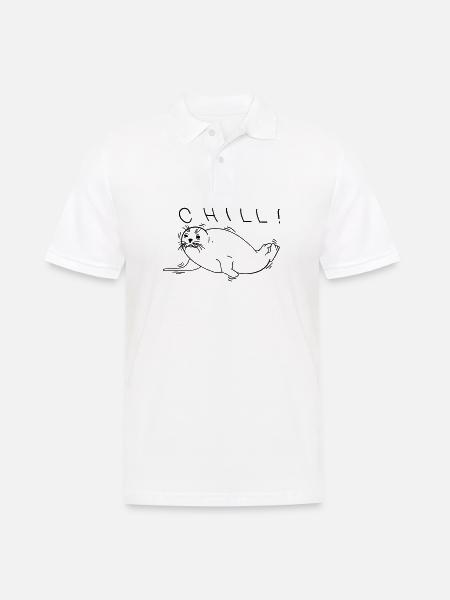 Robbe Line Art – minimalistisches Meerestier - Männer Poloshirt - Weiß