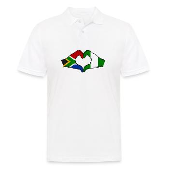 Afrique du Sud Nigeria Drapeau Mains Coeur Forme - Polo Homme - blanc - Devant - Kai (181cm)