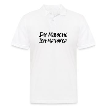 Du: Maloche Ich: Mallorca - Männer Poloshirt - Weiß - Vorne - Kai (181cm)