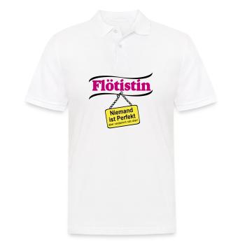 Flötistin Pink – Niemand ist Perfekt - Männer Poloshirt - Weiß - Vorne - Kai (181cm)
