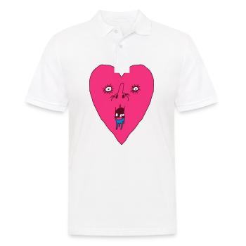 Heart Grimace - Ugly heart face - Men's Polo Shirt - white - Front - Kai (181cm)