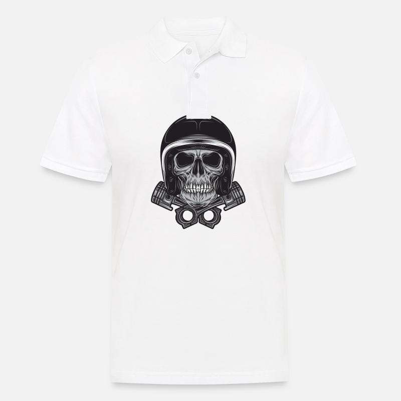 Motorradhelm Skelett! Geschenkidee Motorrad - Männer Poloshirt - Weiß