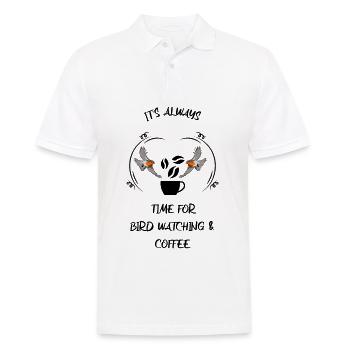 Bird Watching Bird Watching Birding Coffee - Men's Polo Shirt - white - Front - Kai (181cm)