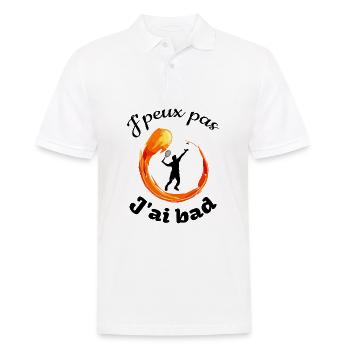 j'peux pas j'ai bad fond blanc badminton humour - Polo Homme - blanc - Devant - Kai (181cm)
