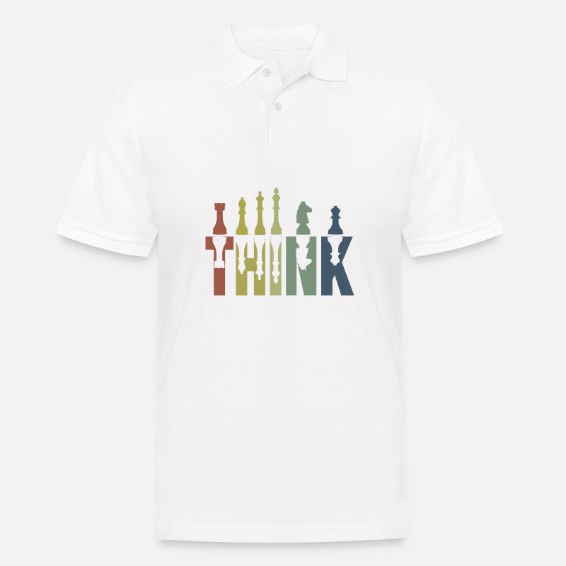 Think Schach König - Männer Poloshirt - Weiß