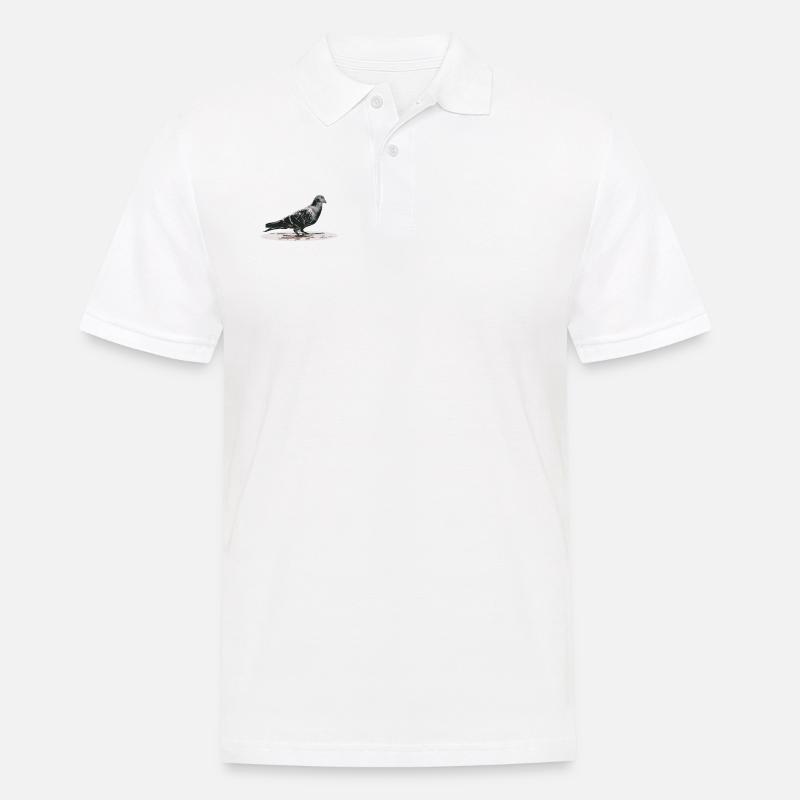 Graue Taube auf der Strasse - Männer Poloshirt - Weiß