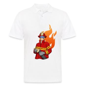 Feuerwehrmann Firefighter - Männer Poloshirt - Weiß - Vorne - Kai (181cm)