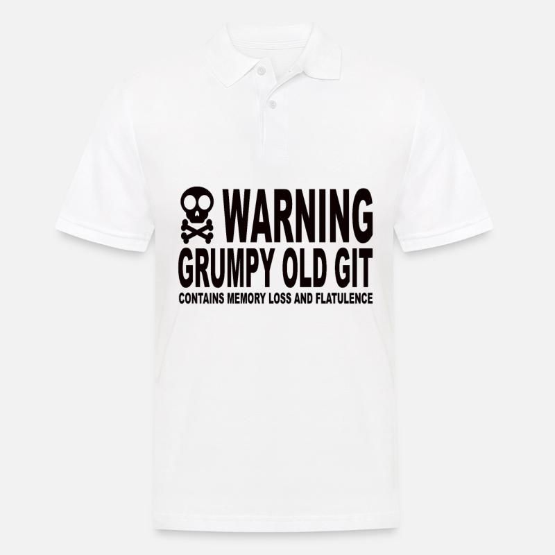 Warning Grumpy Old Git - Polo Homme - blanc