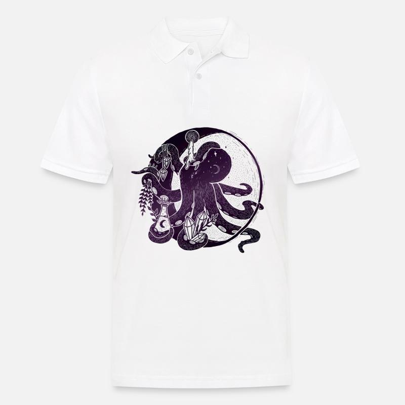 Witchy Octopus Illustration - Männer Poloshirt - Weiß