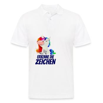 Erkenne die Zeichen - Mittelfinger Einhorn - Männer Poloshirt - Weiß - Vorne - Kai (181cm)