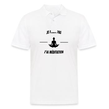 Je peux pas j'ai méditation - Polo Homme - blanc - Devant - Kai (181cm)