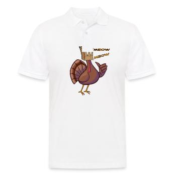 Thanksgiving Funny Turkey Fake Cat Retro Miau - Männer Poloshirt - Weiß - Vorne - Kai (181cm)