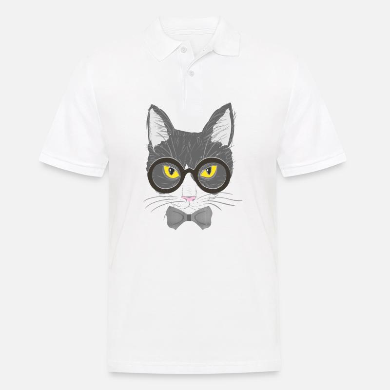 Katzengesicht - Männer Poloshirt - Weiß
