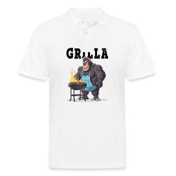 Grillen Grilla Griller Gorilla BBQ Spruch Lustig - Männer Poloshirt - Weiß - Vorne - Kai (181cm)