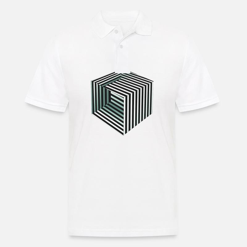 Illusion de cube rayé - Polo Homme - blanc