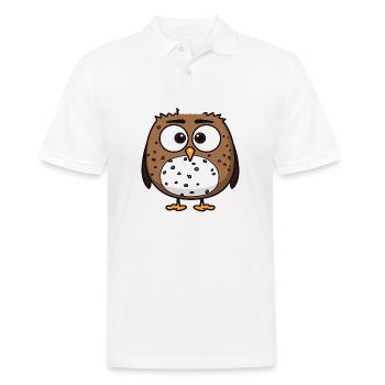 Minimalistische Eule - Männer Poloshirt - Weiß - Vorne - Kai (181cm)