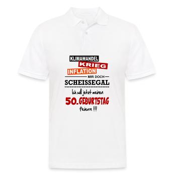 Geburtstag 50 Klimawandel Krieg Inflation Mir egal - Männer Poloshirt - Weiß - Vorne - Kai (181cm)
