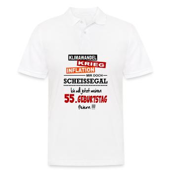 Geburtstag 55 Klimawandel Krieg Inflation Mir egal - Männer Poloshirt - Weiß - Vorne - Kai (181cm)