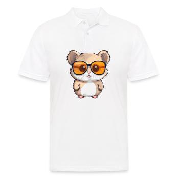 Little cute hamster wearing sunglasses. - Men's Polo Shirt - white - Front - Kai (181cm)