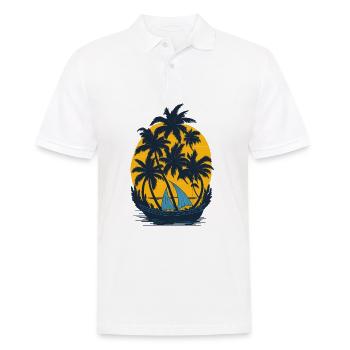 Sunset on the palm boat - Men's Polo Shirt - white - Front - Kai (181cm)