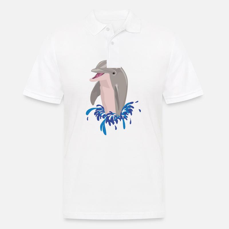 Éclaboussures de plage de mer de dauphin - Polo Homme - blanc