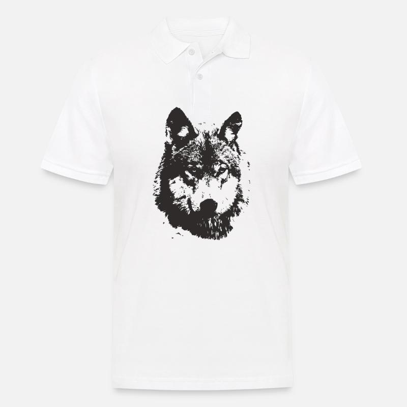 Illustration schwarzer Wolf t - Männer Poloshirt - Weiß