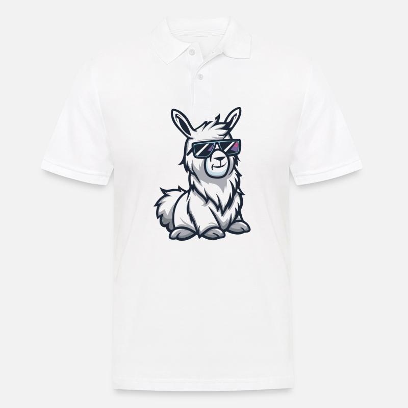 Alpaka Llama Comic Cool - Männer Poloshirt - Weiß