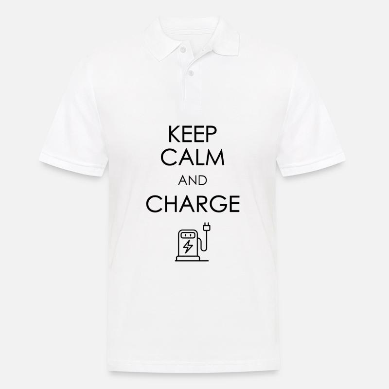 Keep calm and Charge dark - Männer Poloshirt - Weiß