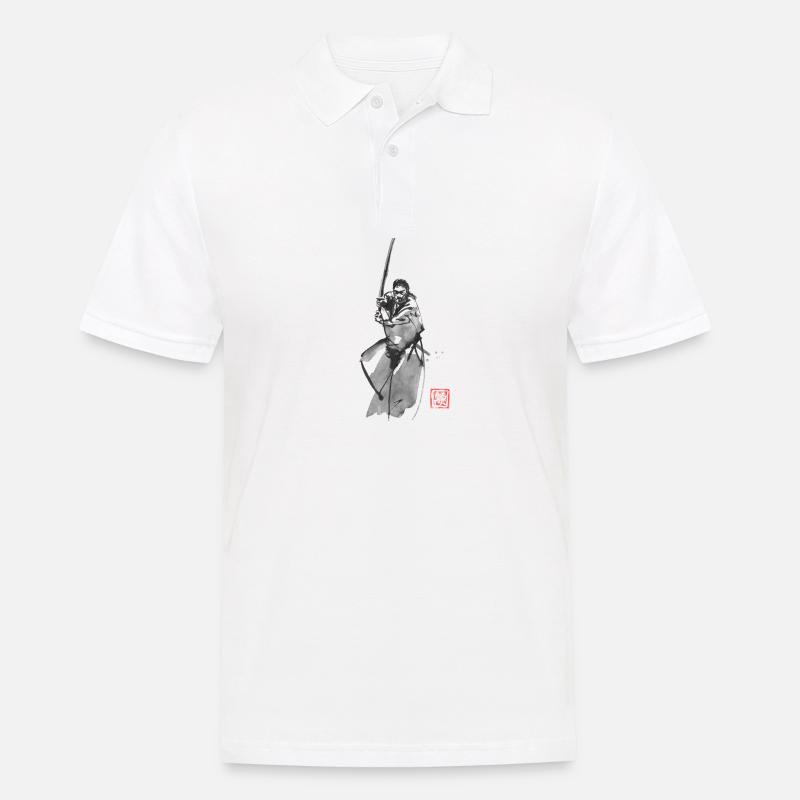Samurai bewaffnet - Männer Poloshirt - Weiß