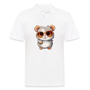 Little cute dwarf hamster wearing sunglasses. - Men's Polo Shirt - white - Front - Kai (181cm)