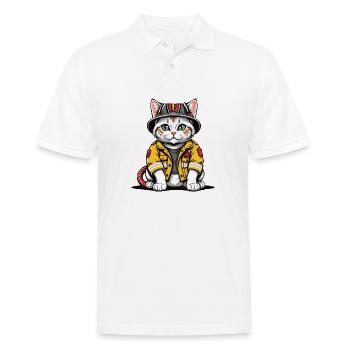 Chat Pompiers Chat Amour Chat Amoureux des Chats - Polo Homme - blanc - Devant - Kai (181cm)