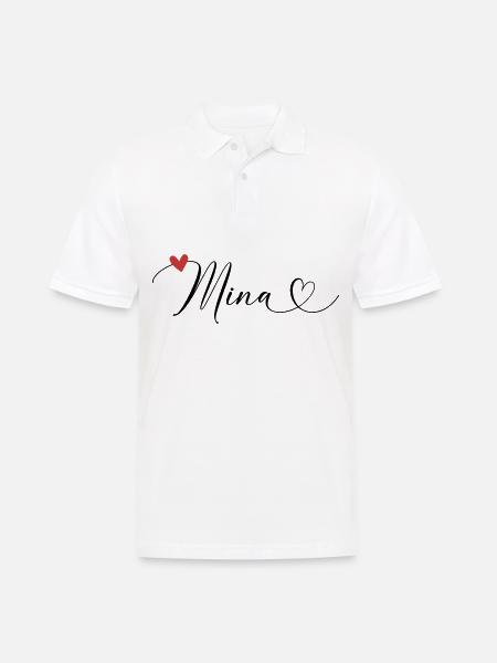 Mina Surname First name Calligraphy Heart - Men's Polo Shirt - white