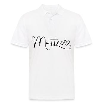 Matteo Nom Prénom Décor de cœur - Polo Homme - blanc - Devant - Kai (181cm)