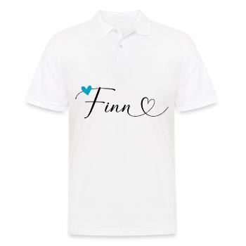 Finn Nom Prénom Calligraphie Coeur - Polo Homme - blanc - Devant - Kai (181cm)