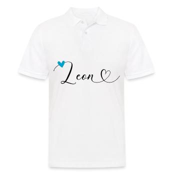 Leon Surname First name Calligraphy Heart - Men's Polo Shirt - white - Front - Kai (181cm)