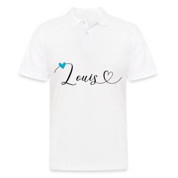 Louis Nom Prénom Calligraphie Coeur - Polo Homme - blanc - Devant - Kai (181cm)
