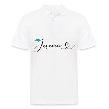Jérémie Nom Prénom Calligraphie Coeur - Polo Homme - blanc - Devant - Kai (181cm)
