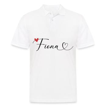Fiona Nom Prénom Calligraphie coeur - Polo Homme - blanc - Devant - Kai (181cm)
